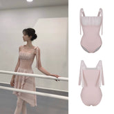 Pink leotard with chiffon skirt